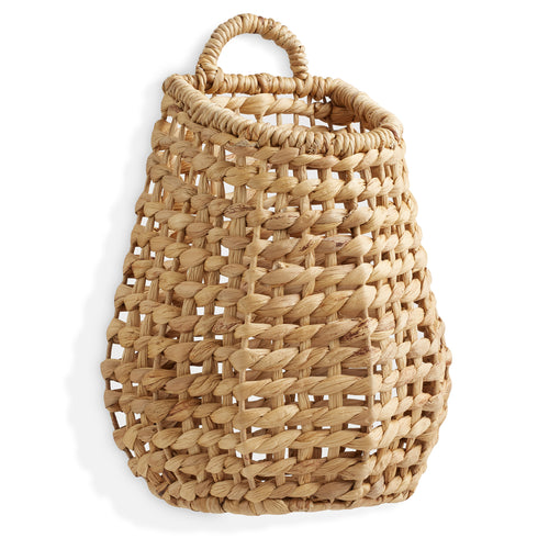Open Weave Wall Hanging Basket for Plants and Flowers - Natural Water Hyacinth